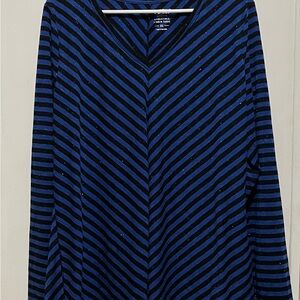 Apt. 9 Blue and Black Striped Long Sleeve Top Women’s XL